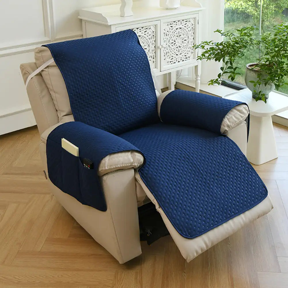 Water-Repellent Solid Color One Piece Armchair Couch Cover with Elastic Straps