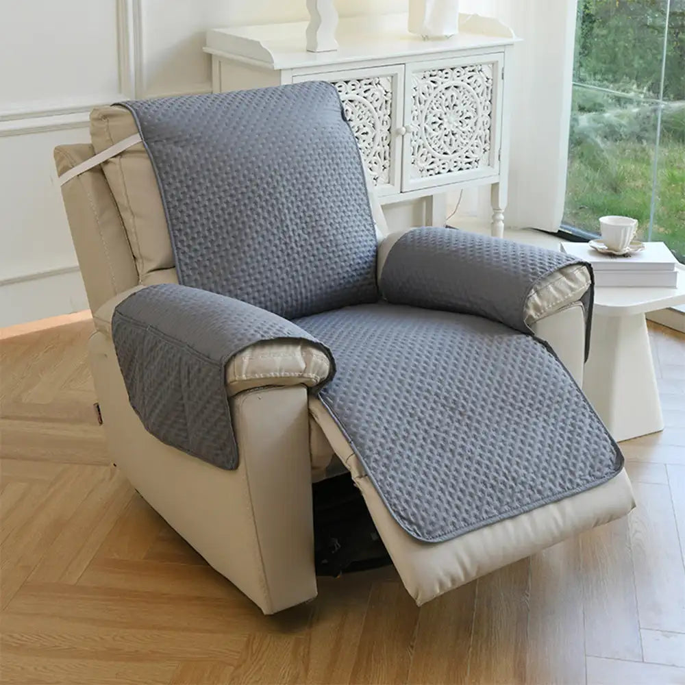 Water-Repellent Solid Color One Piece Armchair Couch Cover with Elastic Straps