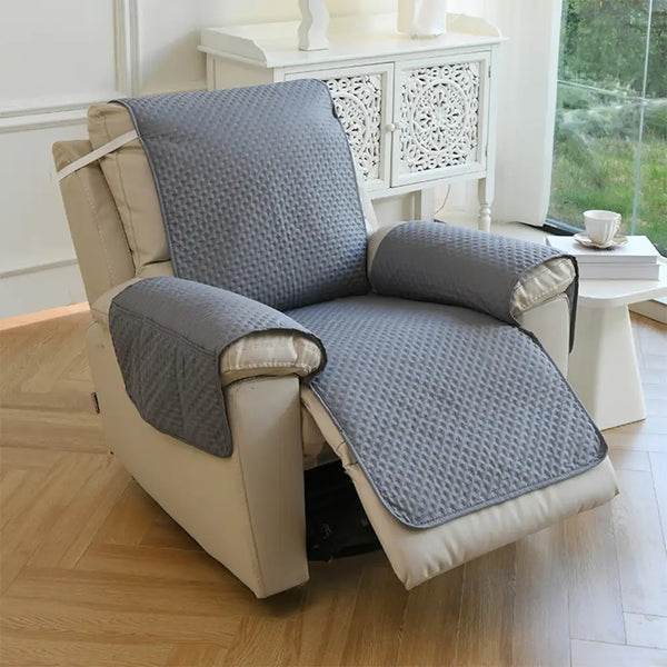 Water-Repellent Solid Color One Piece Armchair Couch Cover with Elastic Straps