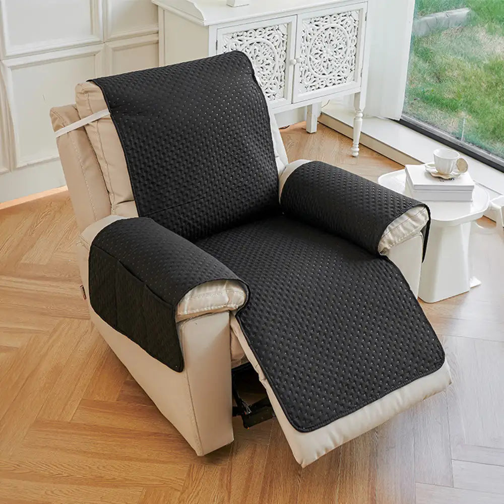 Water-Repellent Solid Color One Piece Armchair Couch Cover with Elastic Straps
