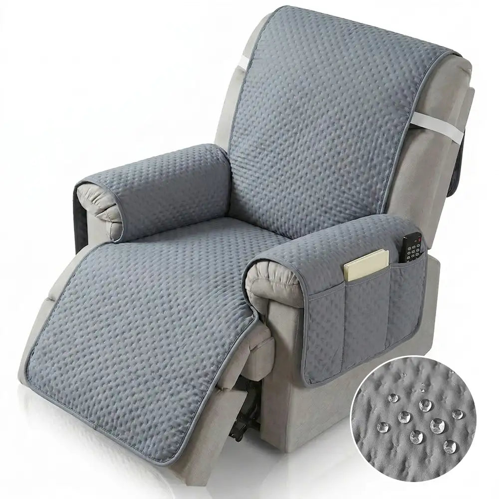 Water-Repellent Solid Color One Piece Armchair Couch Cover with Elastic Straps