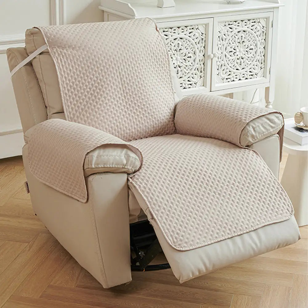 Water-Repellent Solid Color One Piece Armchair Couch Cover with Elastic Straps