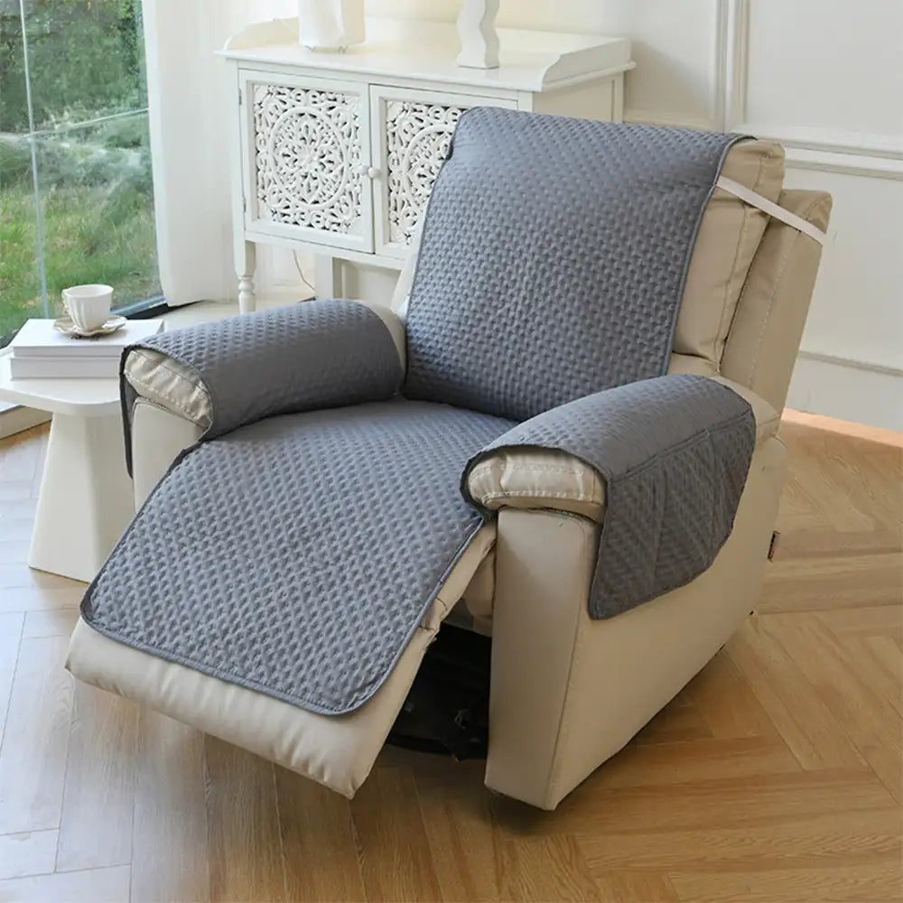 Water-Repellent Solid Color One Piece Armchair Couch Cover with Elastic Straps