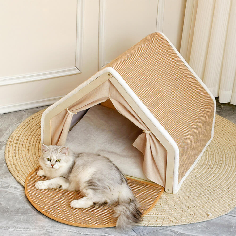 All-in-One Cat Tent with Scratching Roof and Cosy Sleeping Area