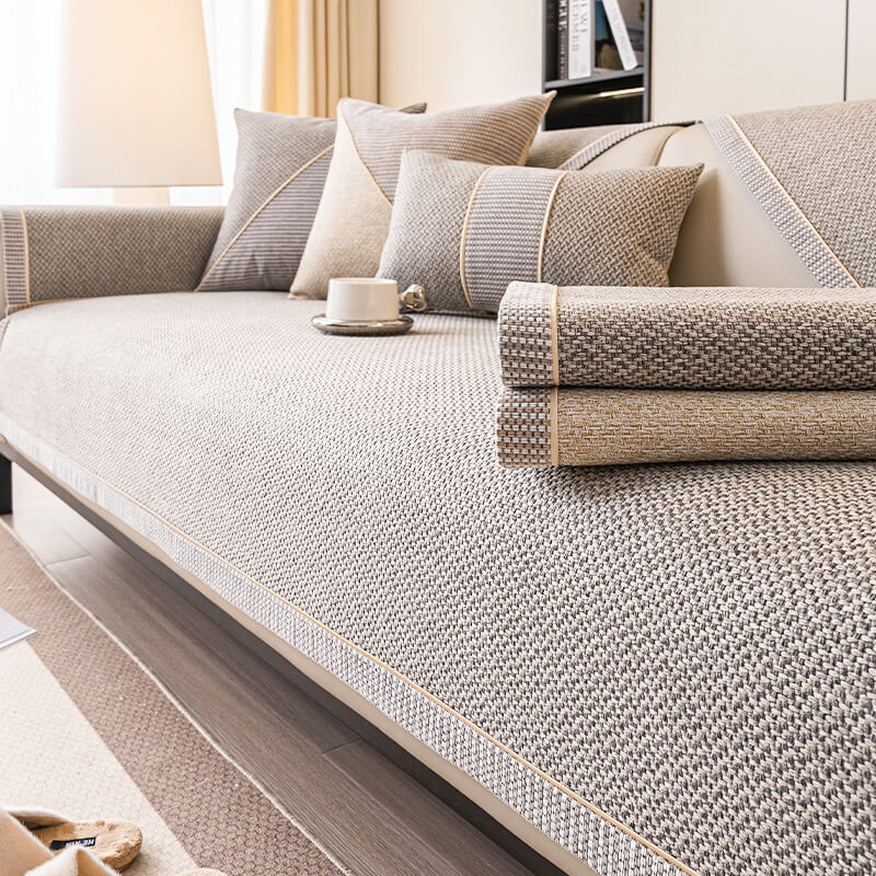 Breathable Woven Cotton Linen Non-Slip Sofa Cover