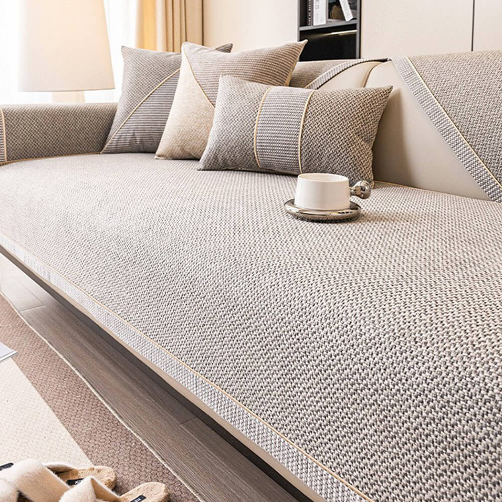 Breathable Woven Cotton Linen Non-Slip Outdoor Garden Sofa Cover