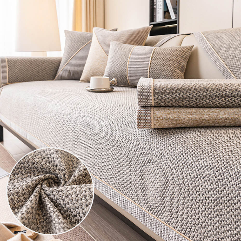 Breathable Woven Cotton Linen Non-Slip Corner Couch Cover