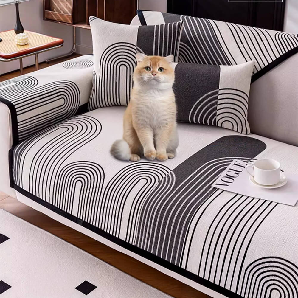 Chenille Arch Pattern Scratch-Resistant Sofa Cover
