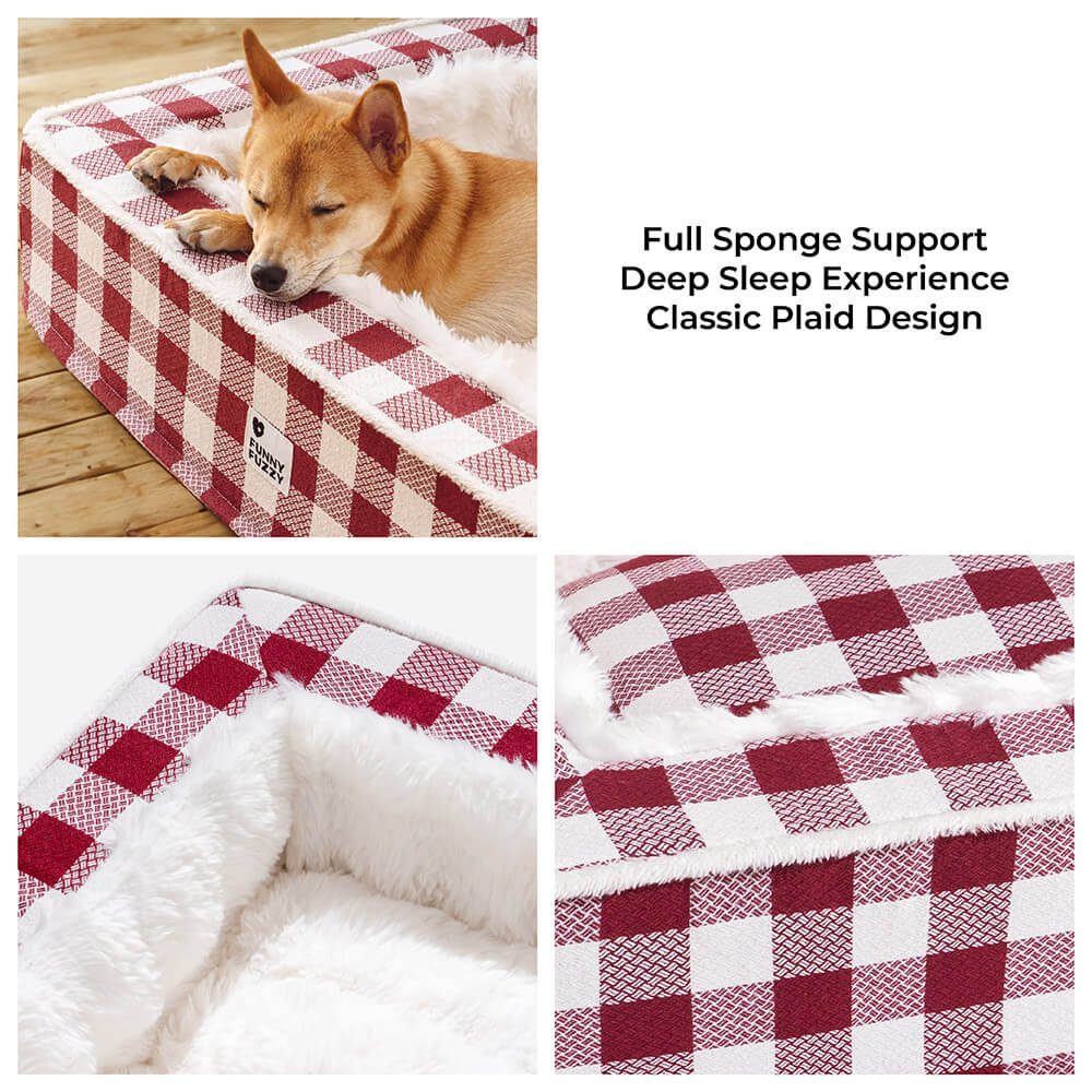 Festive Classic Tartan Cosy Anti-Anxiety Calming Dog Bed