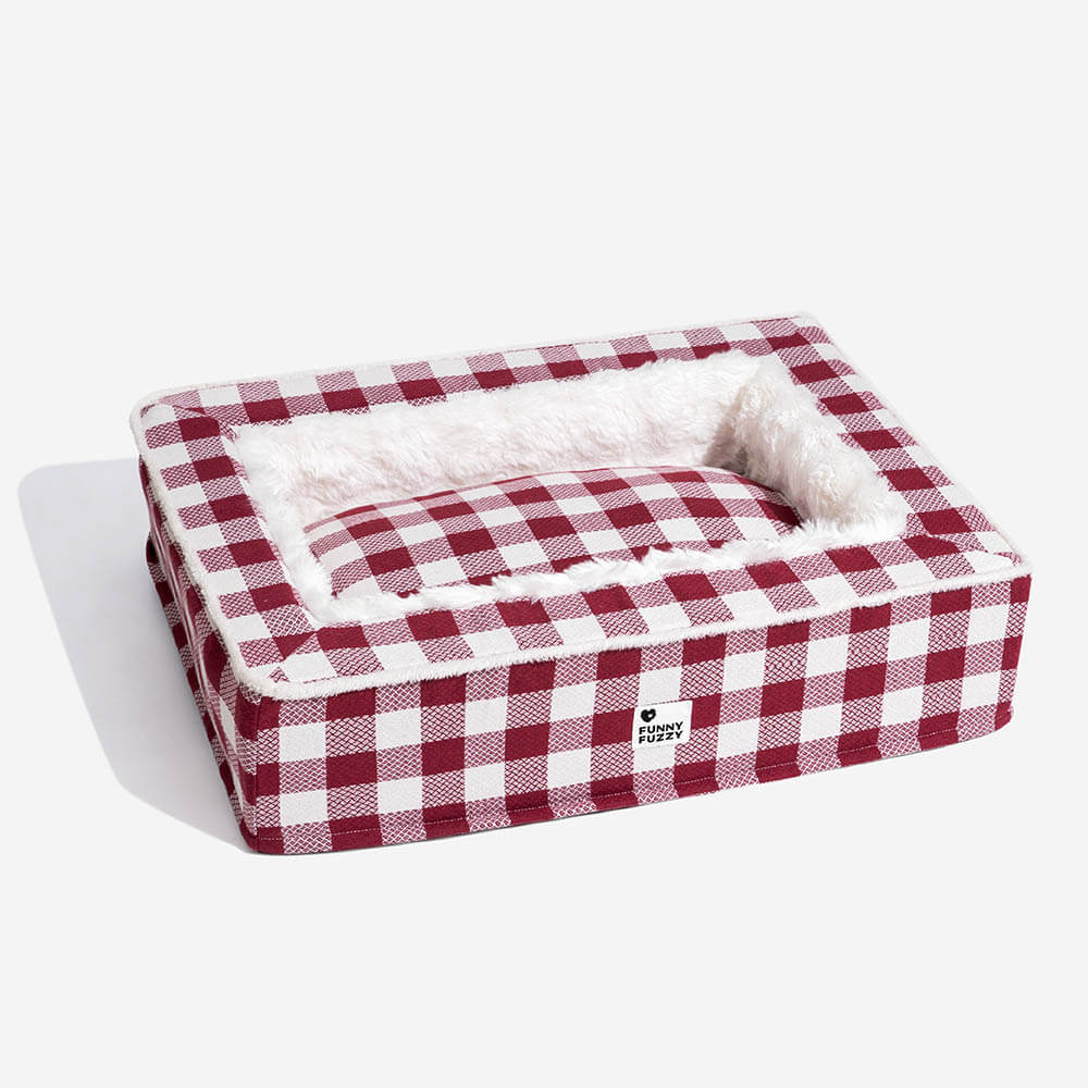 Festive Classic Tartan Cosy Anti-Anxiety Calming Dog Bed