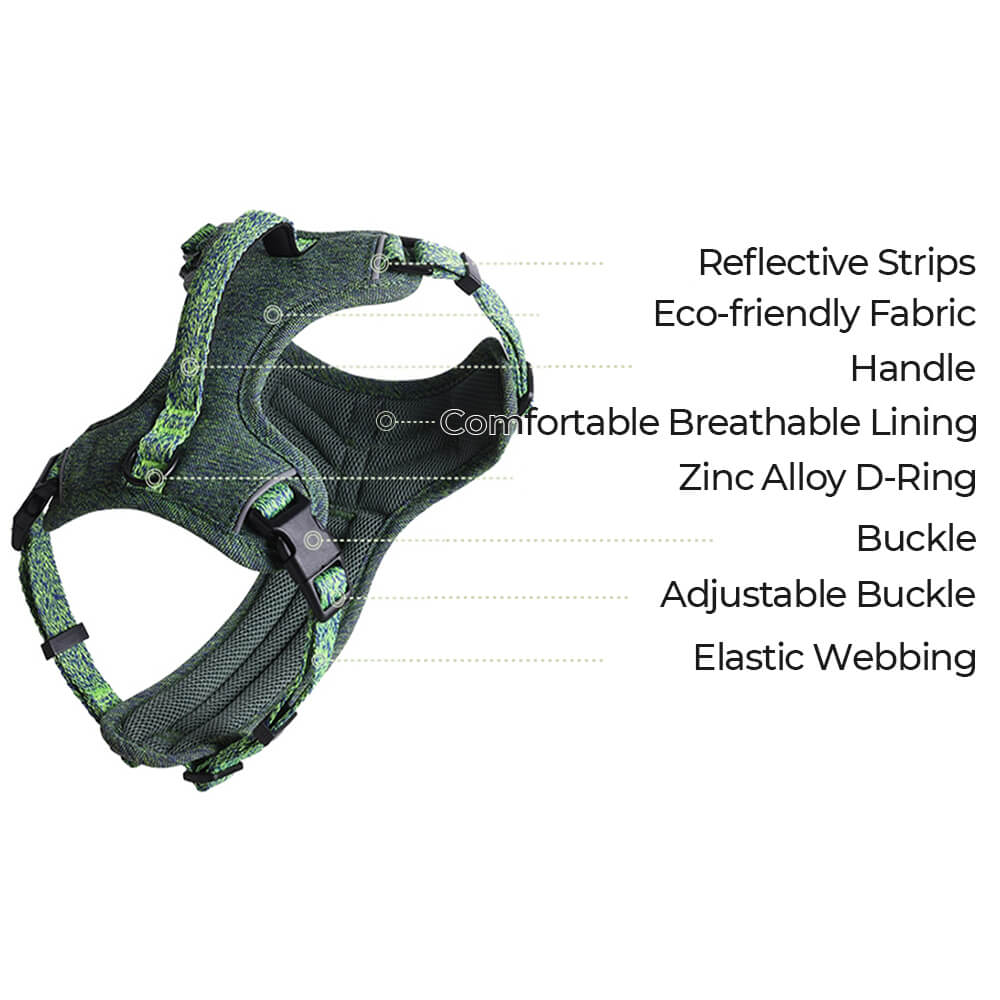 Eco-friendly Recycled Fabric No-Pull Dog Harness/Lead