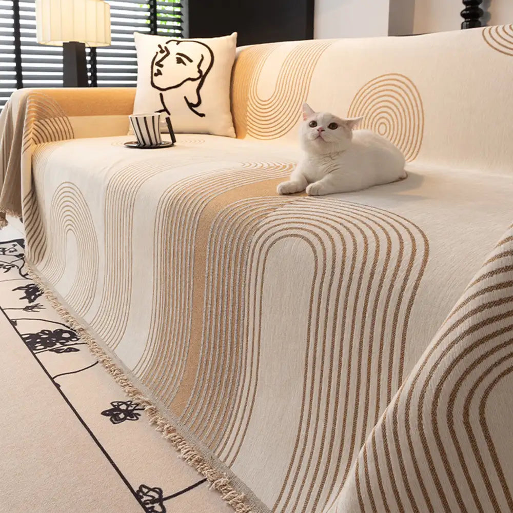 Geometric Striped Chenille Durable Sofa Protection Sofa Throw Blanket Sofa Cover Settee Cover