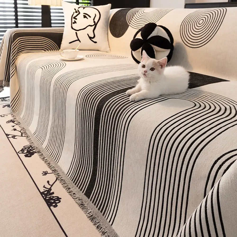 Geometric Striped Chenille Durable Sofa Protection Sofa Throw Blanket Sofa Cover Settee Cover
