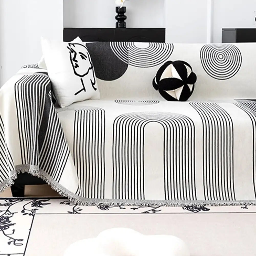 Geometric Striped Chenille Durable Sofa Protection Sofa Throw Blanket Sofa Cover Settee Cover