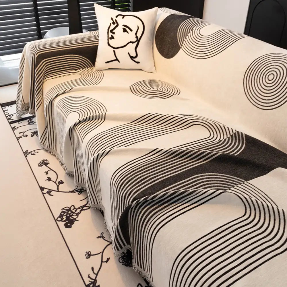 Geometric Striped Chenille Durable Sofa Protection Sofa Throw Blanket Sofa Cover Settee Cover