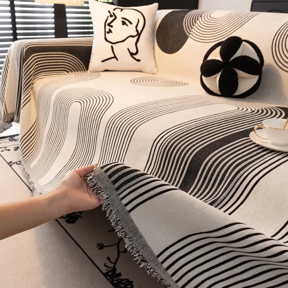 Geometric Striped Chenille Durable Sofa Protection Sofa Throw Blanket Sofa Cover Settee Cover