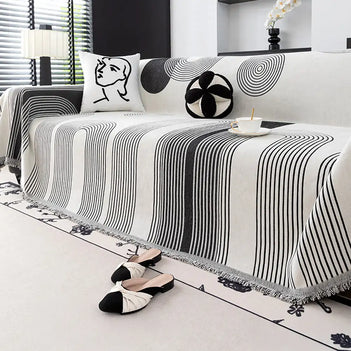 Geometric Striped Chenille Durable Sofa Protection Sofa Throw Blanket Sofa Cover Settee Cover