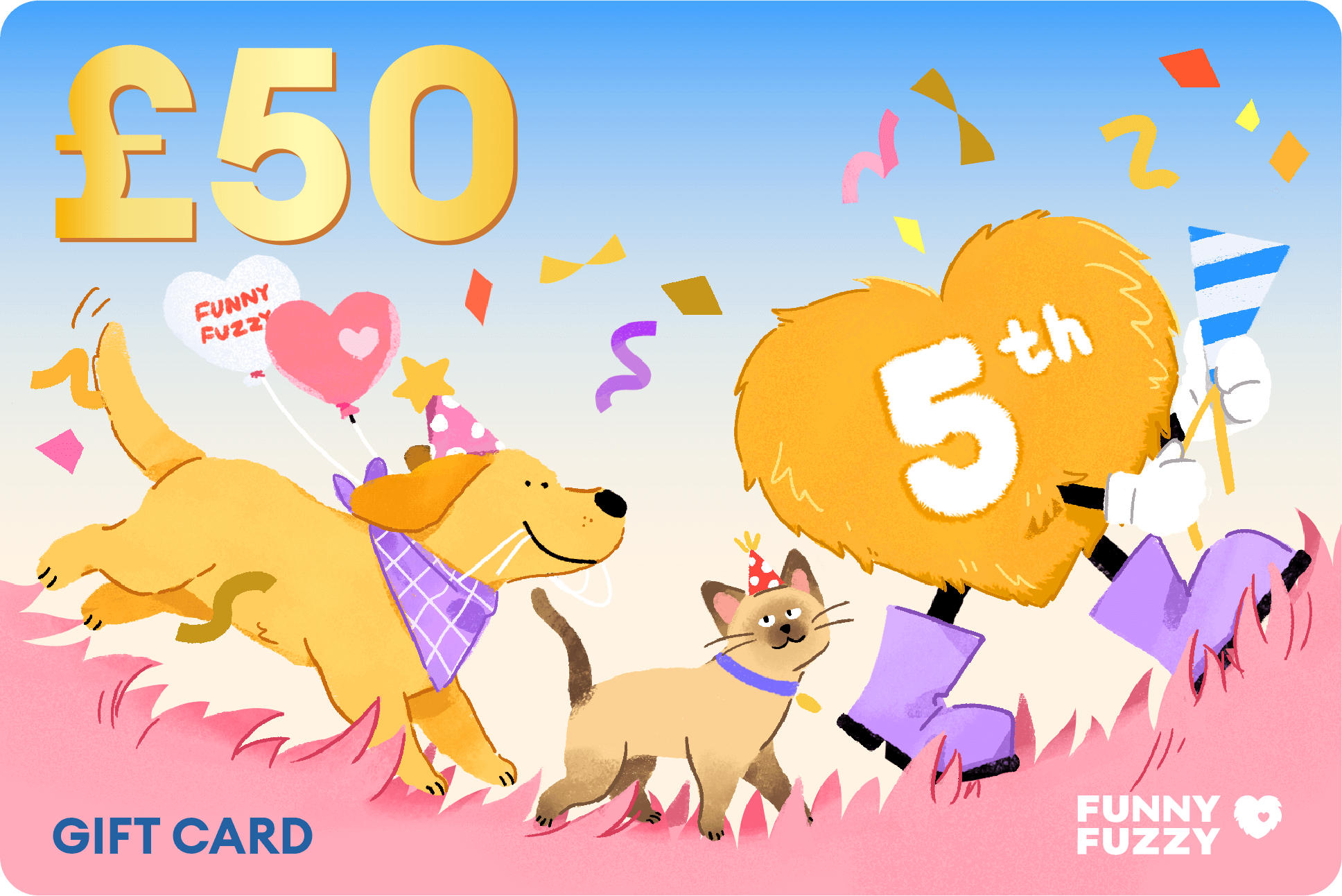 FunnyFuzzy 5th Anniversary Gift Card