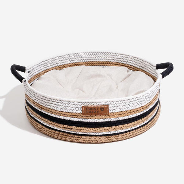 Handcrafted Stripe Calming Pet Bed - Timeless Nest