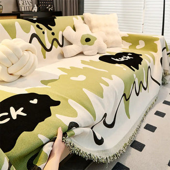 Ice Cream Wavy Chenille Scratch-Resistant Sofa Throw Blanket Sofa Cover Settee Cover