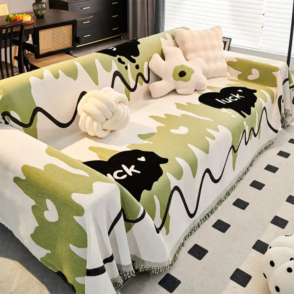Ice Cream Wavy Chenille Scratch-Resistant Sofa Throw Blanket Sofa Cover Settee Cover