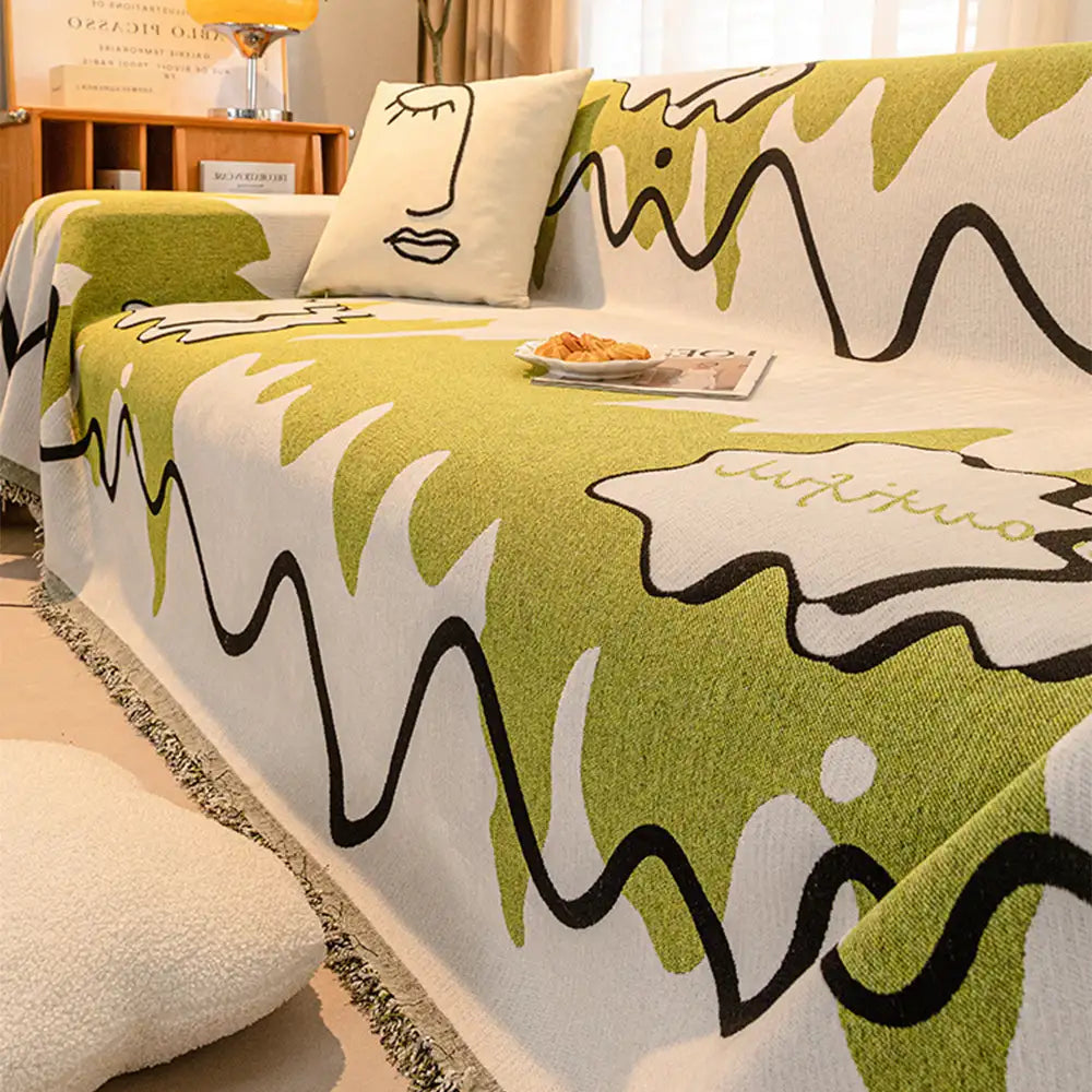 Ice Cream Wavy Chenille Scratch-Resistant Sofa Throw Blanket Sofa Cover Settee Cover
