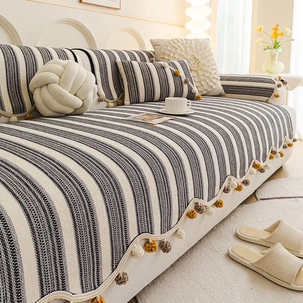 Irregular Contrast Colour Chenille Skin-Friendly Non-Slip Sofa Protective Sofa Cover