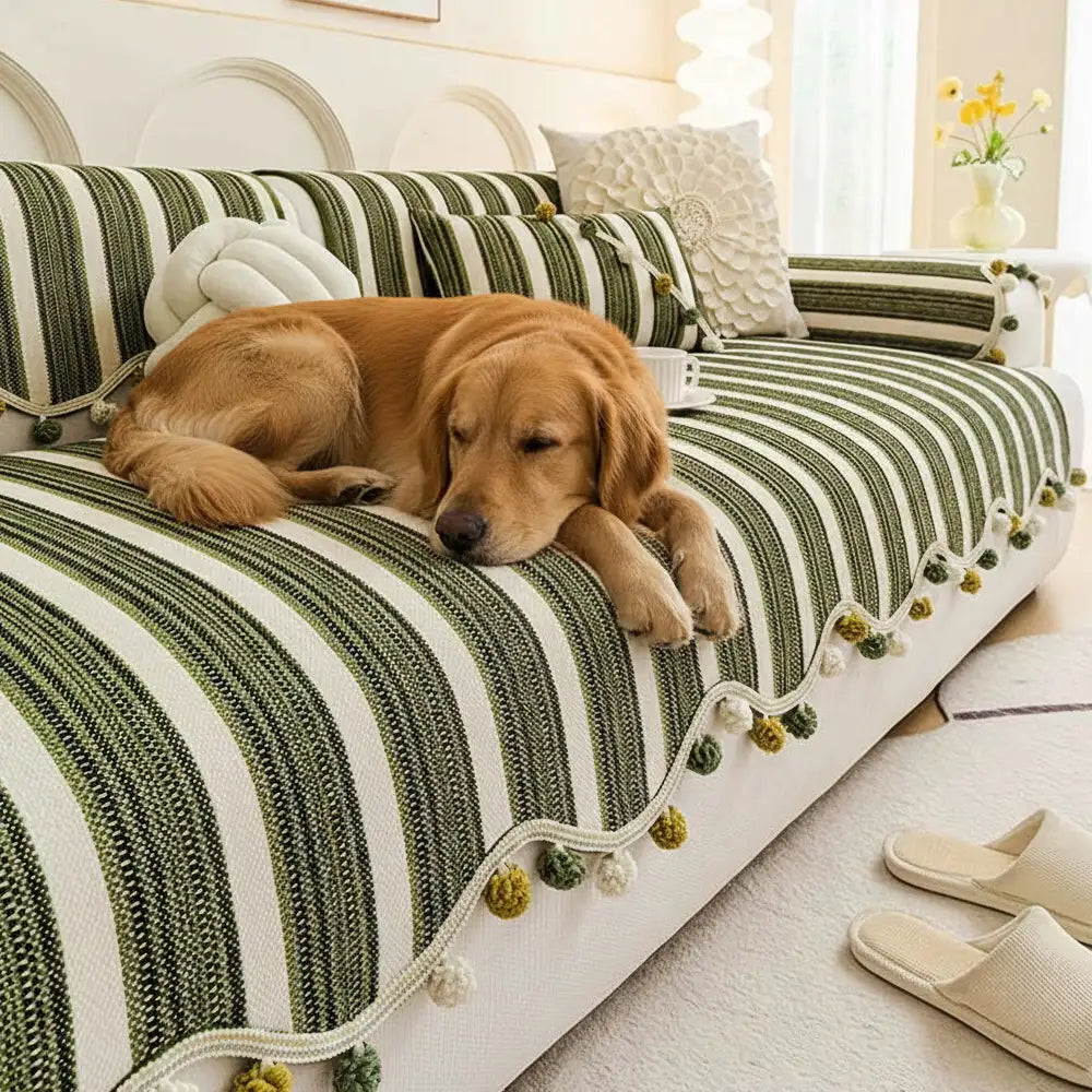 Irregular Contrast Colour Chenille Skin-Friendly Non-Slip Sofa Protective Sofa Cover