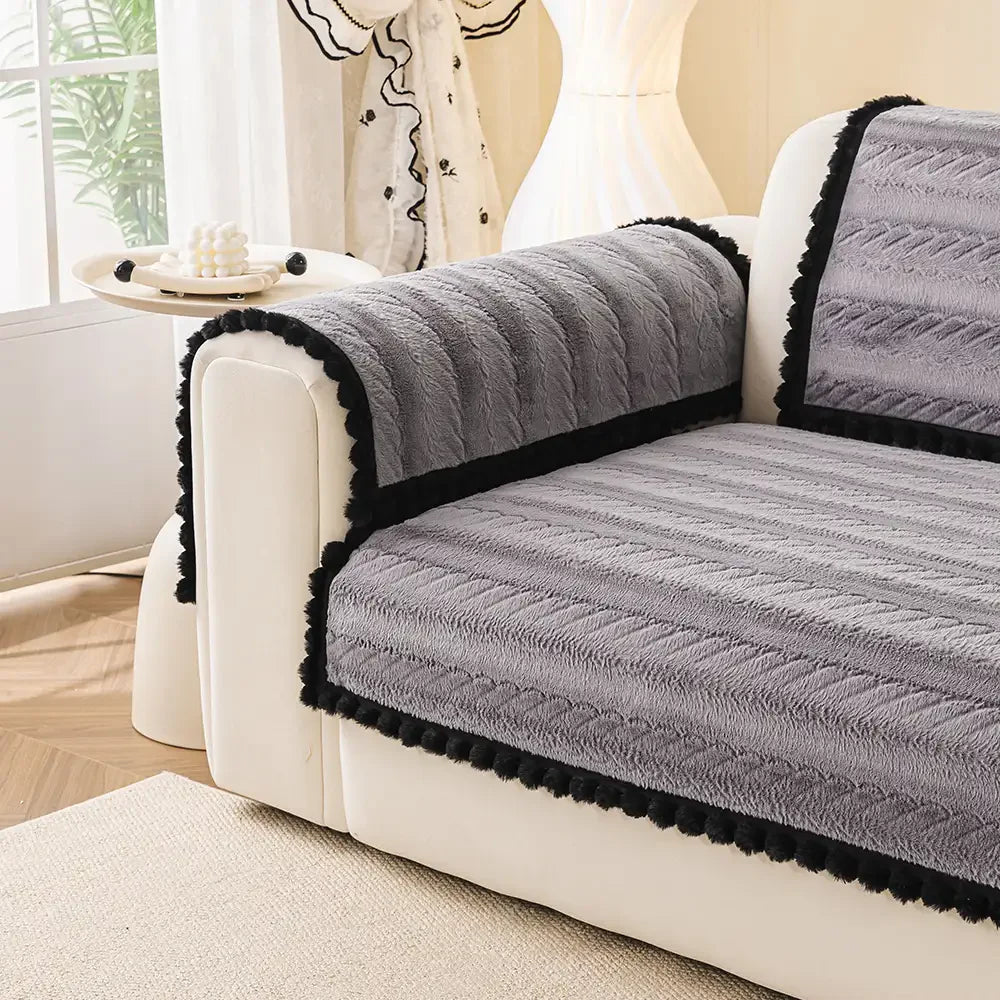 Lazy Chic Plush Winter Sofa Protector Skin-Friendly Sofa Cover