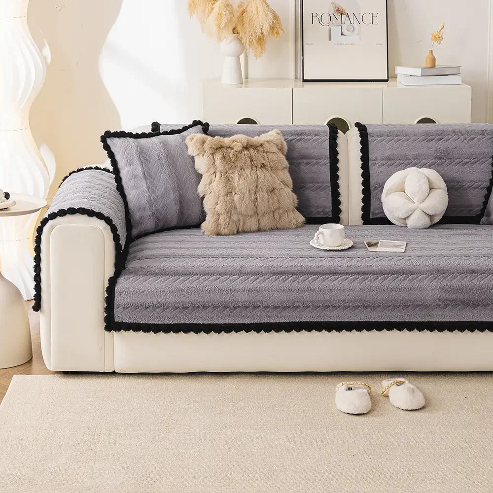 Lazy Chic Plush Winter Sofa Protector Skin-Friendly Sofa Cover