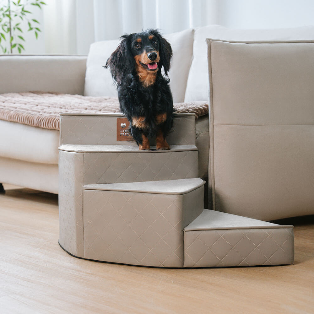 Luxe Water-repellent Faux Leather Removable Spiral Pet Steps - StepEase