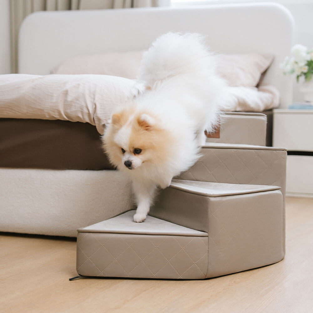 Luxe Water-repellent Faux Leather Removable Spiral Pet Steps - StepEase