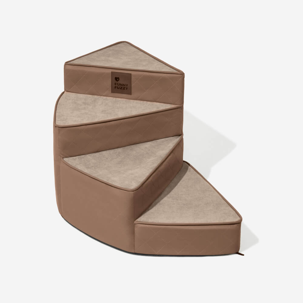 Luxe Water-repellent Faux Leather Removable Spiral Pet Steps - StepEase