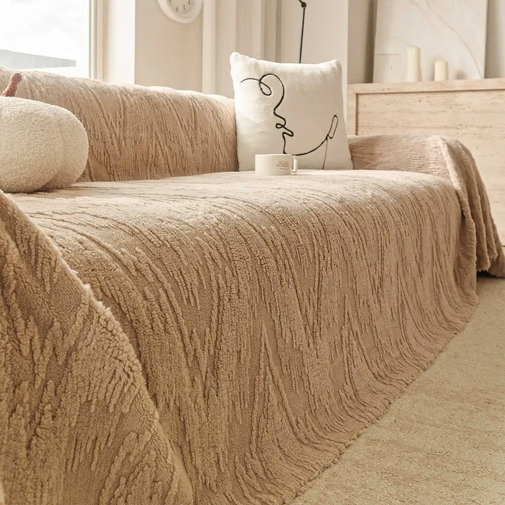 Luxury Nordic Jacquard Fleece Thickened Anti-Scratch Sofa Cover