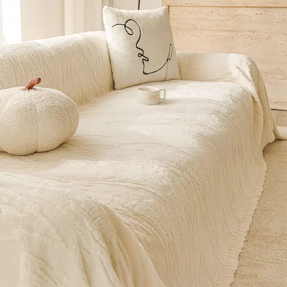 Luxury Nordic Jacquard Fleece Thickened Anti-Scratch Sofa Cover