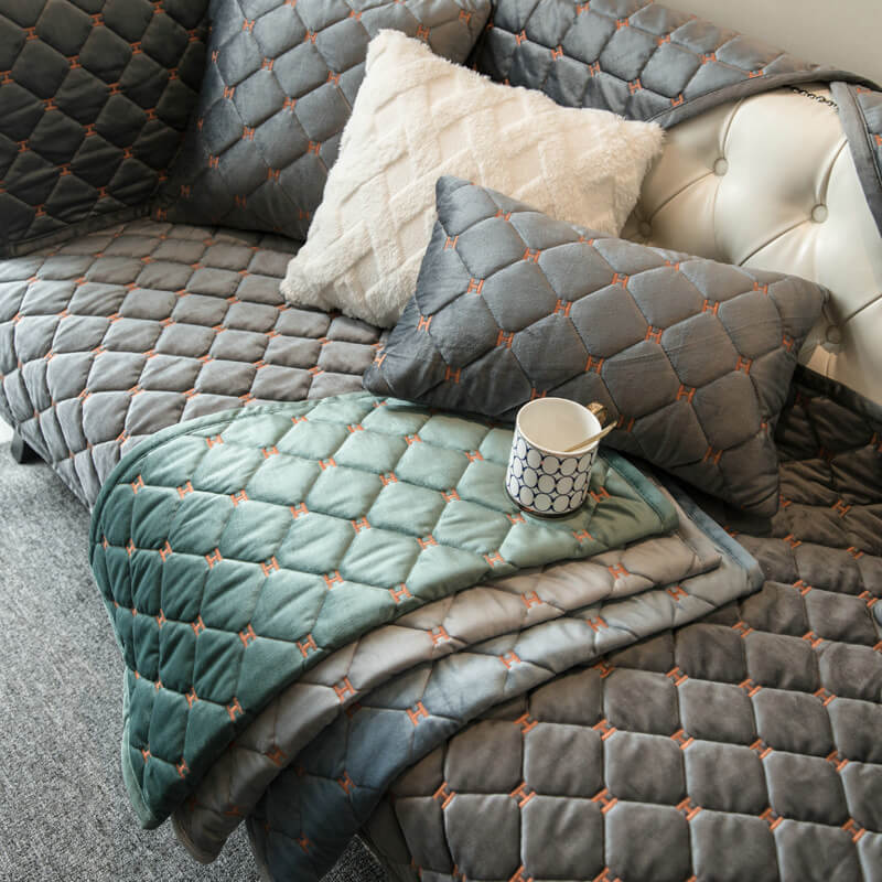Luxury Quilted Velvet Non-Slip Sofa Cover