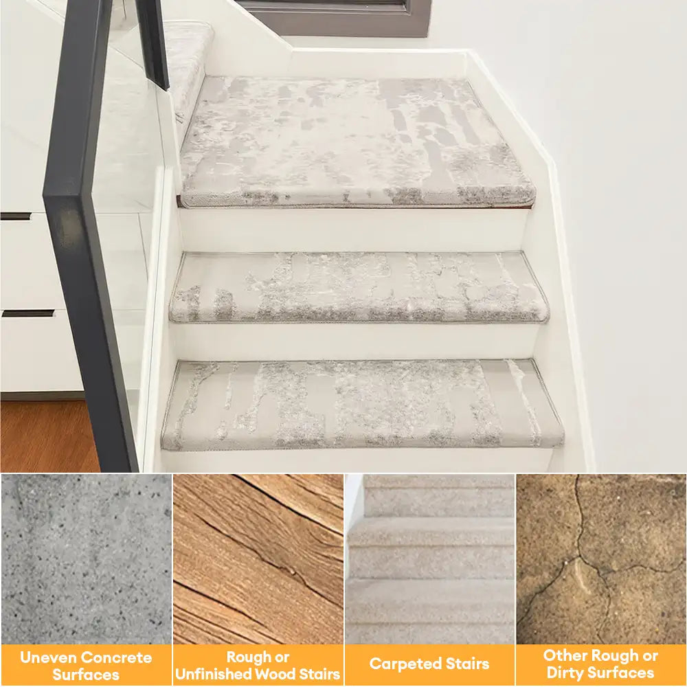 Marble Tufted Thick and Soft Bullnose Non Slip Stair Treads