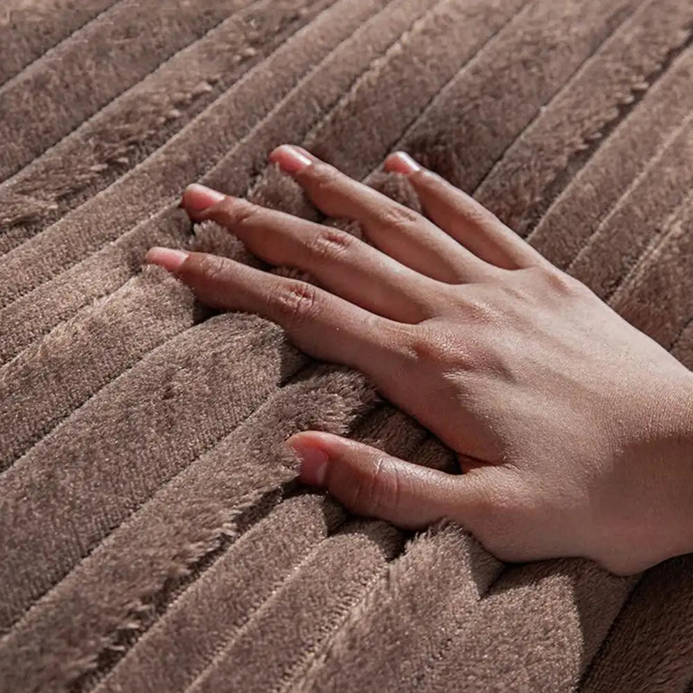 Modern Asymmetrical Stripes Soft Plush Non-Slip Sofa Cover