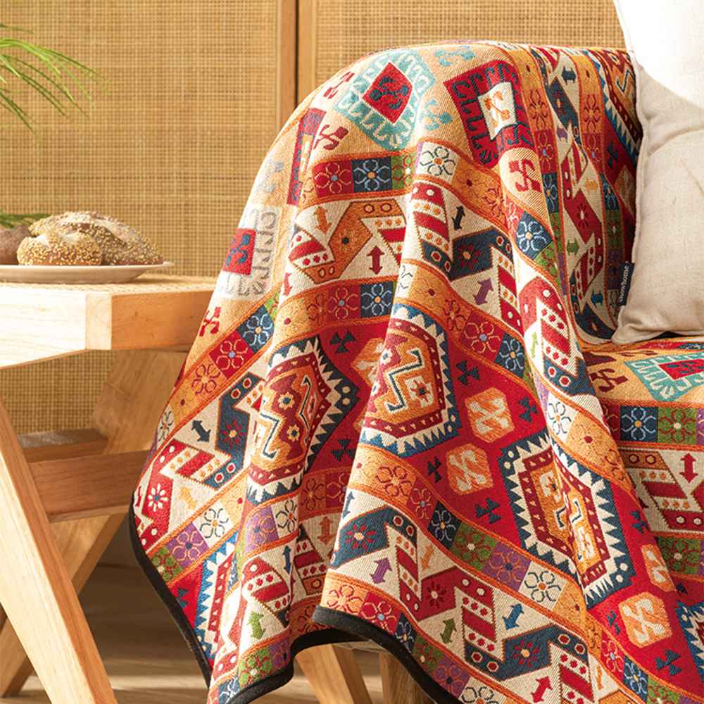 Moroccan Jacquard Multifunctional Throw Blanket Outdoor Garden Sofa Co