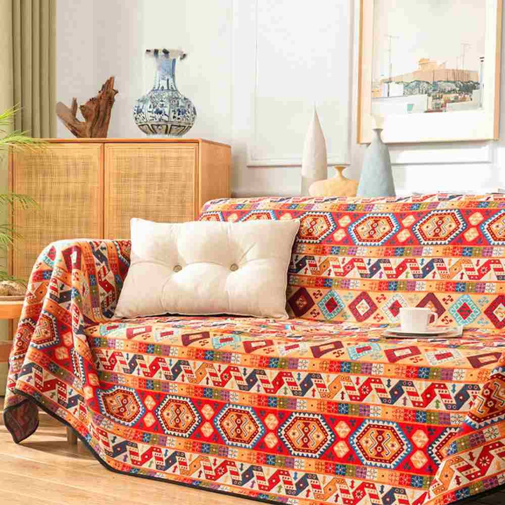 Moroccan Jacquard Multifunctional Throw Blanket Outdoor Garden Sofa Co