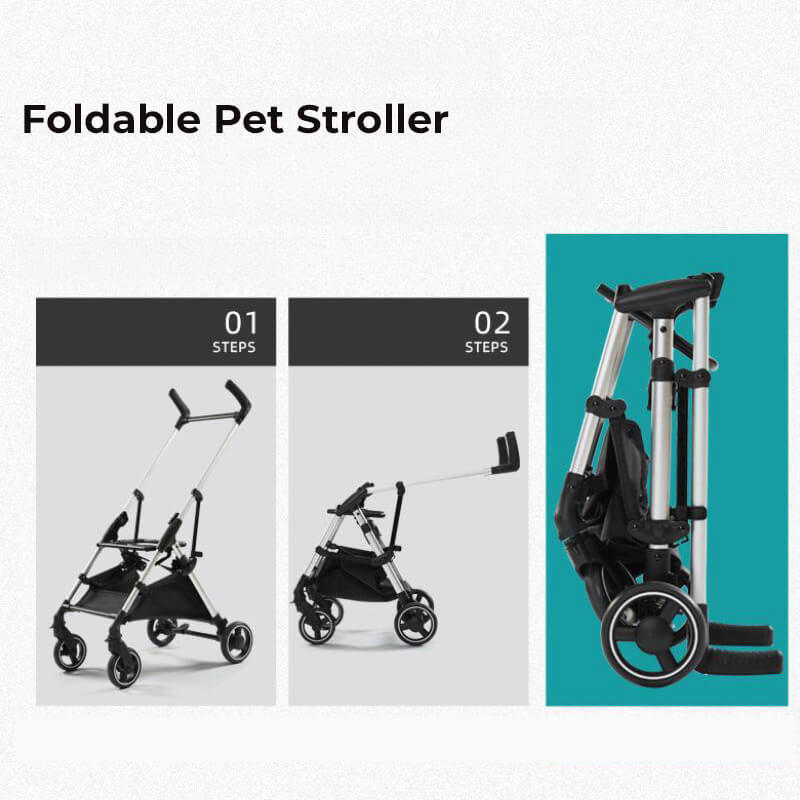 Multifunctional 2-in-1 Pet Stroller Aluminium Alloy Dog Pram - Ultra-Light & Detachable for Puppies