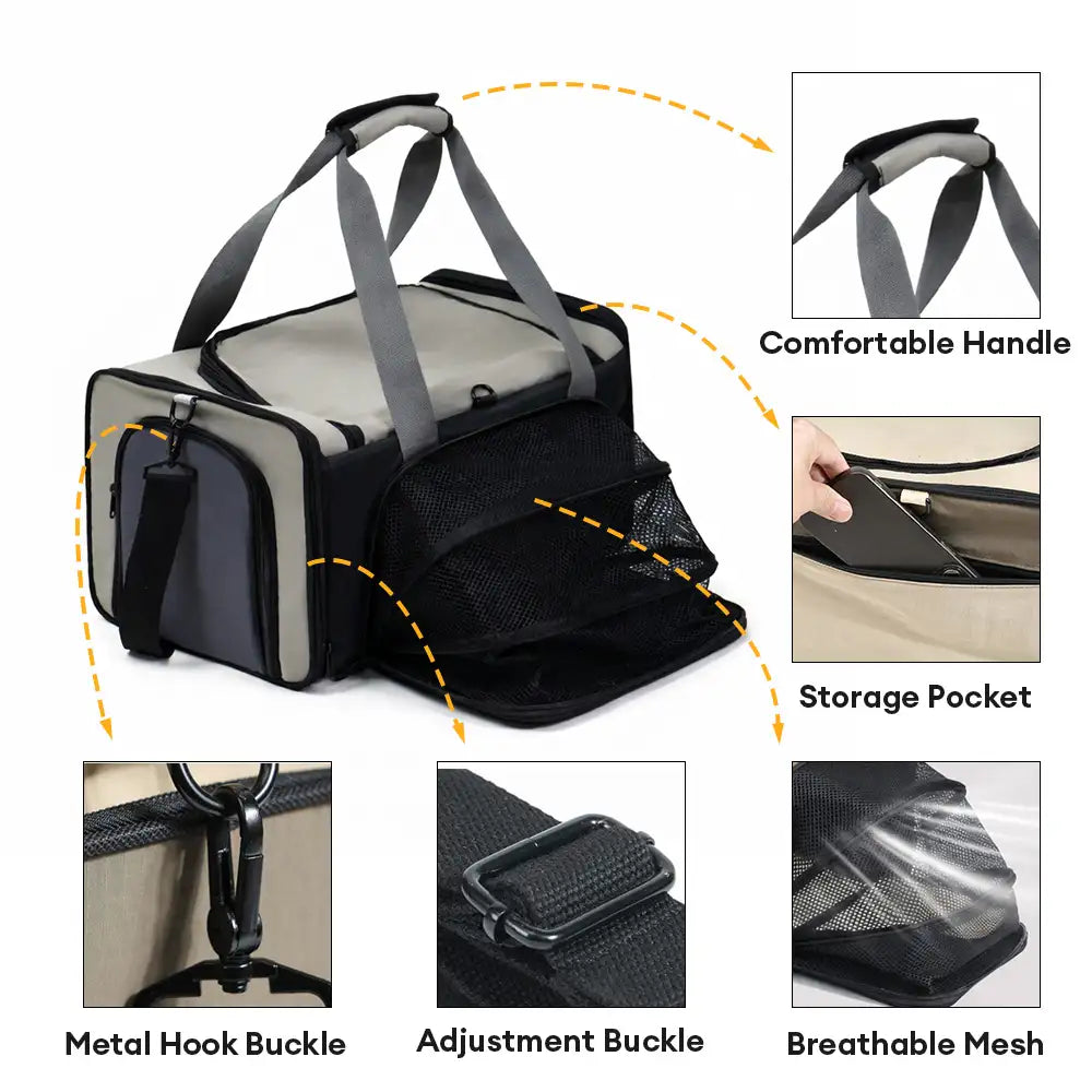 Outdoor Portable Breathable Large-Capacity Expandable Cat Carrier Bag Airline Approved