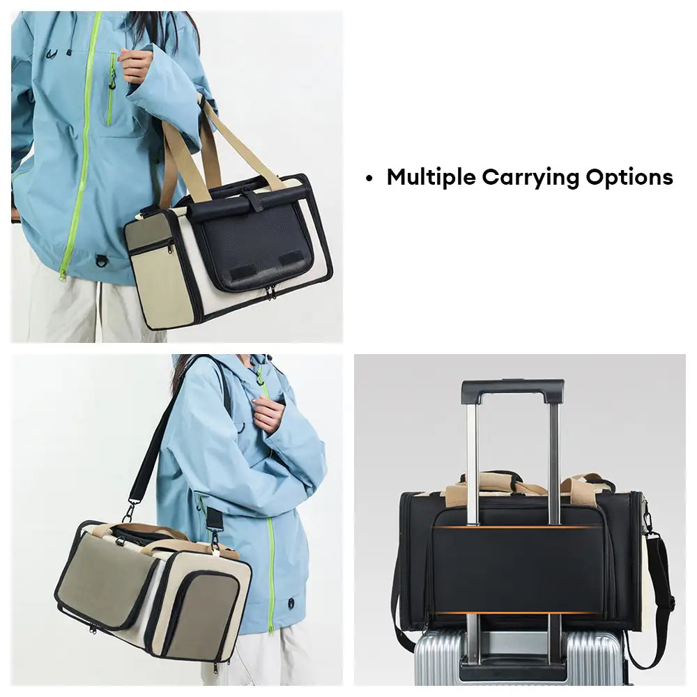 Outdoor Portable Breathable Large-Capacity Expandable Cat Carrier Bag Airline Approved