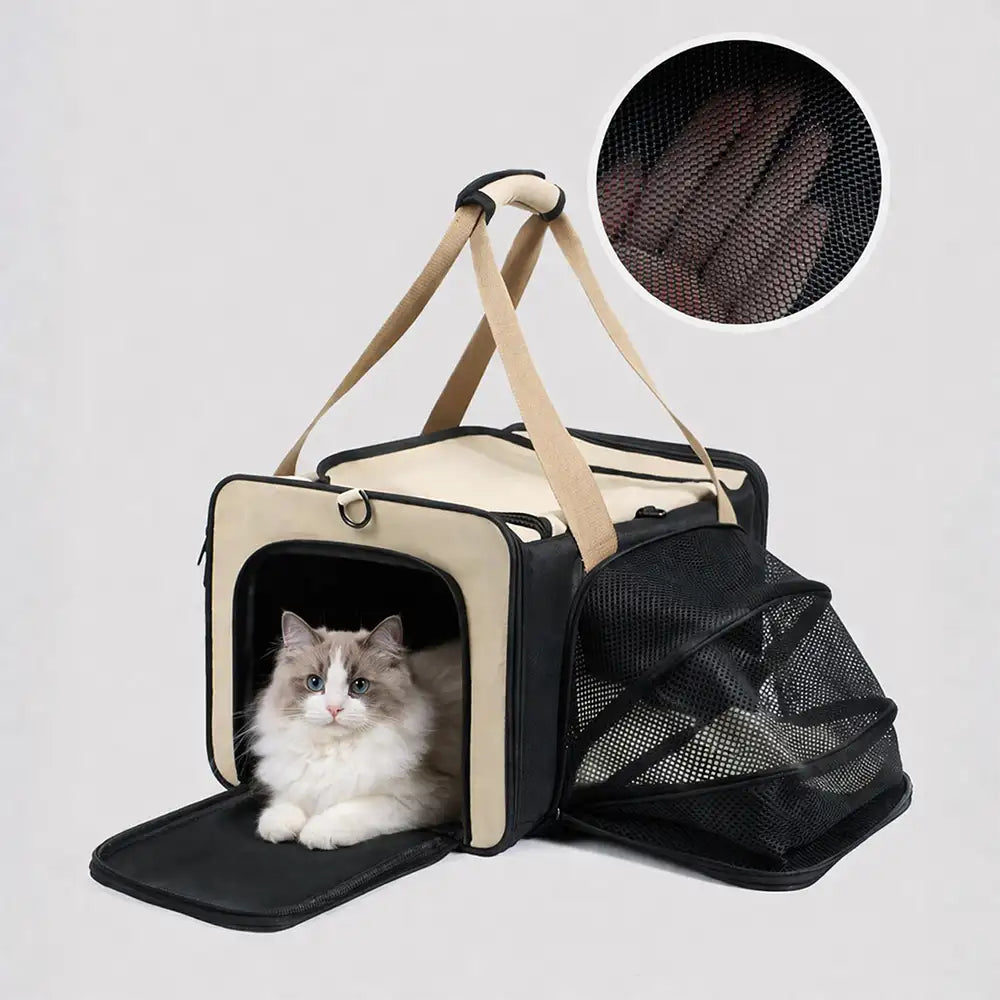Outdoor Portable Breathable Large-Capacity Expandable Cat Carrier Bag Airline Approved