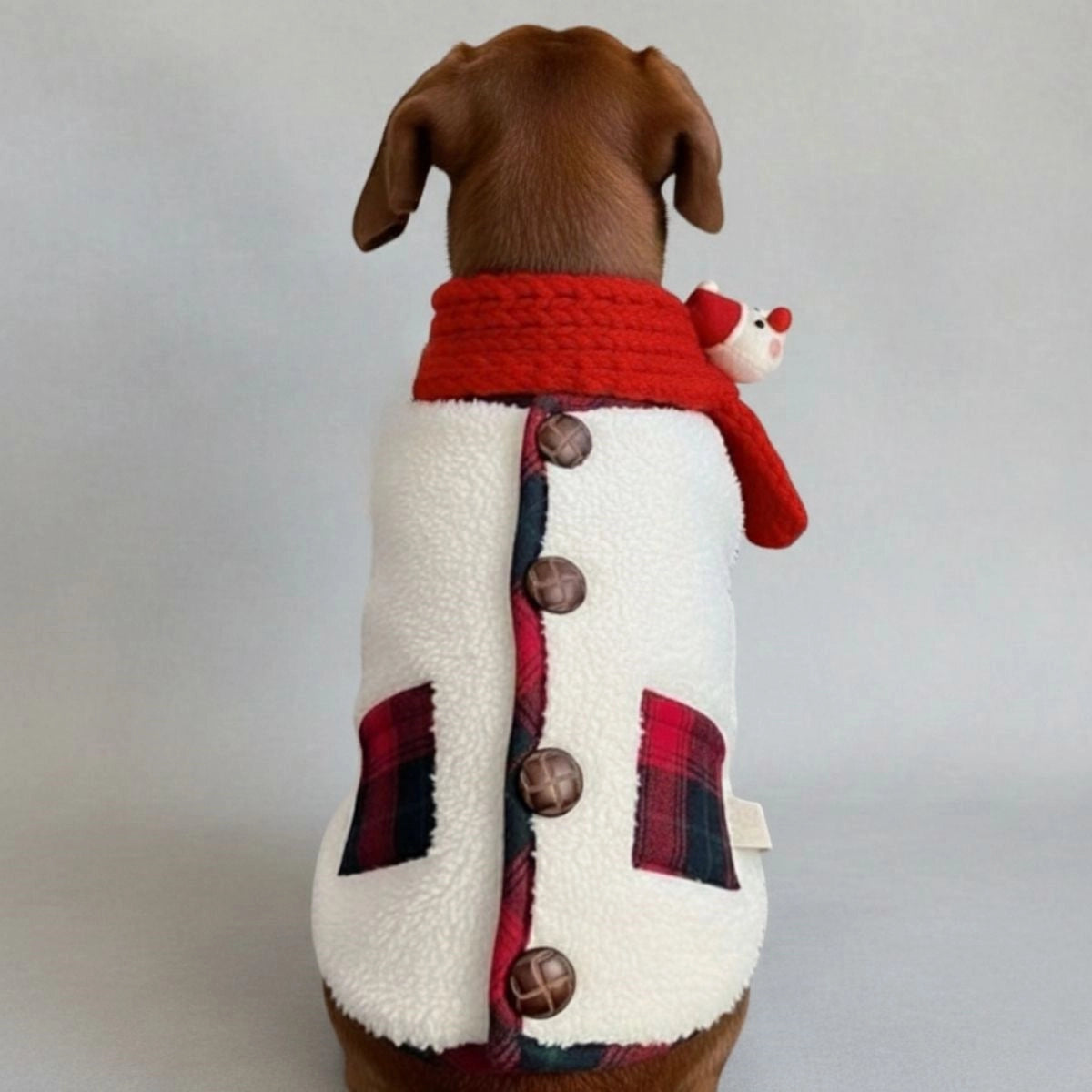 Plaid Winter Dog Jacket with Scarf – Festive and Cosy for the Holidays Dog Clothes