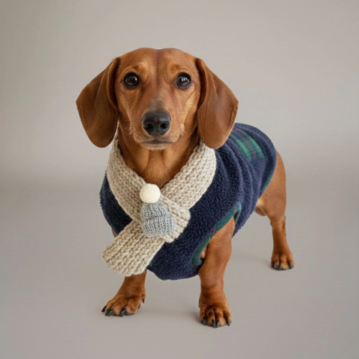 Plaid Winter Dog Jacket with Scarf – Festive and Cosy for the Holidays Dog Clothes