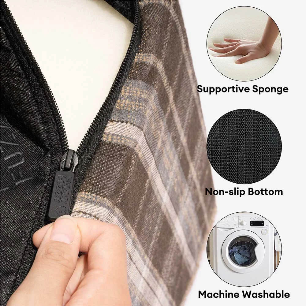 Plush Plaid High-Density Sponge Removable Pet Ramp Steps - ComfyClimb