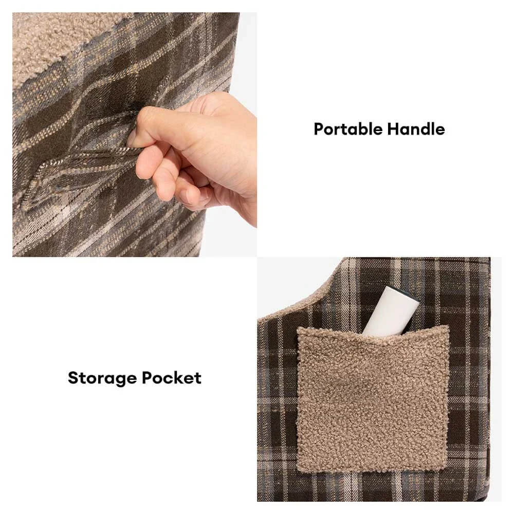 Plush Plaid High-Density Sponge Removable Pet Ramp Steps - ComfyClimb