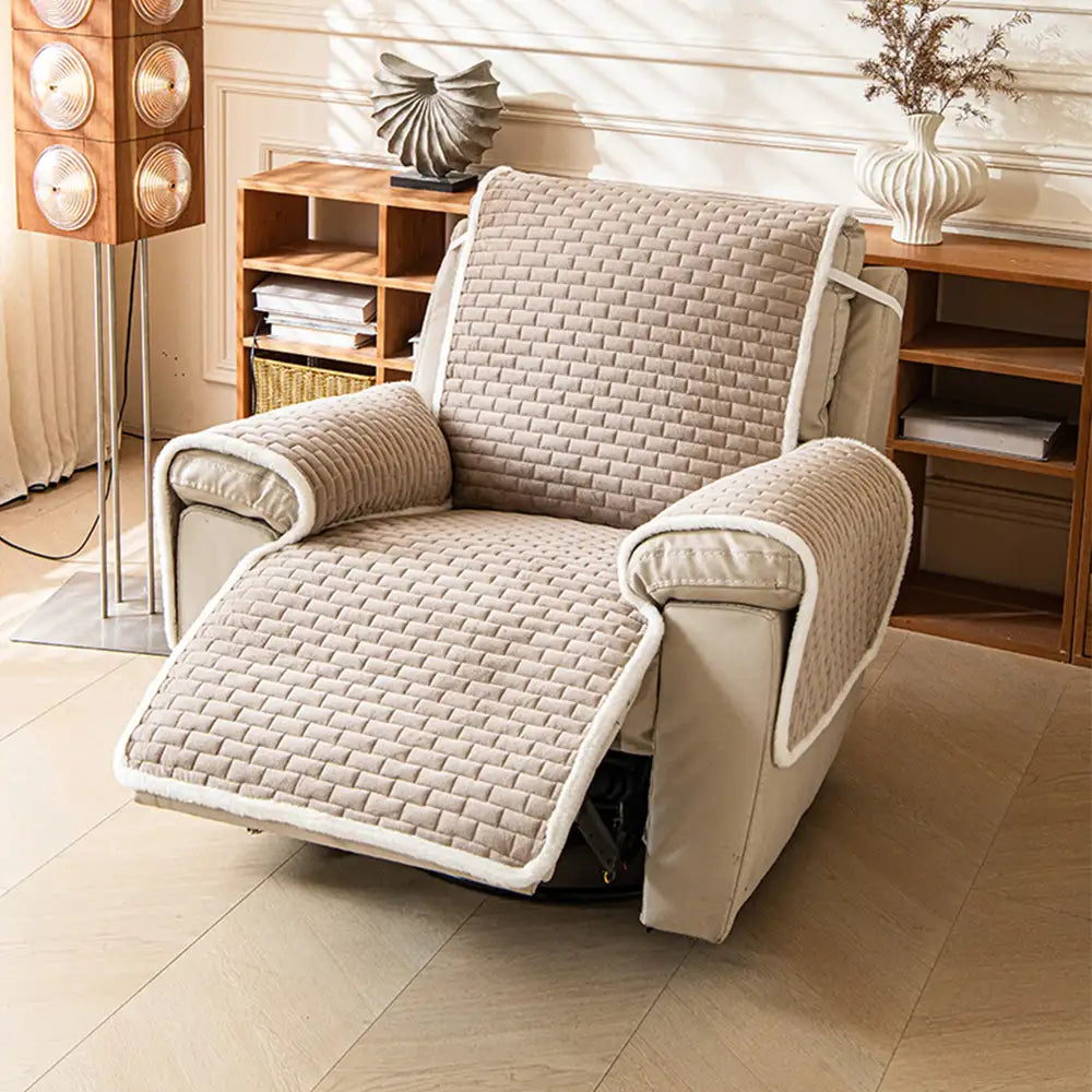 One-Piece Plush Scratch-Resistant Large Corner Sofa Covers with Elastic Straps