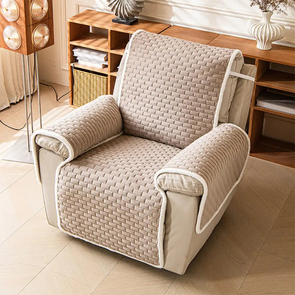 One-Piece Plush Non-Slip Office Chair Protector & Couch Cover with Elastic Straps